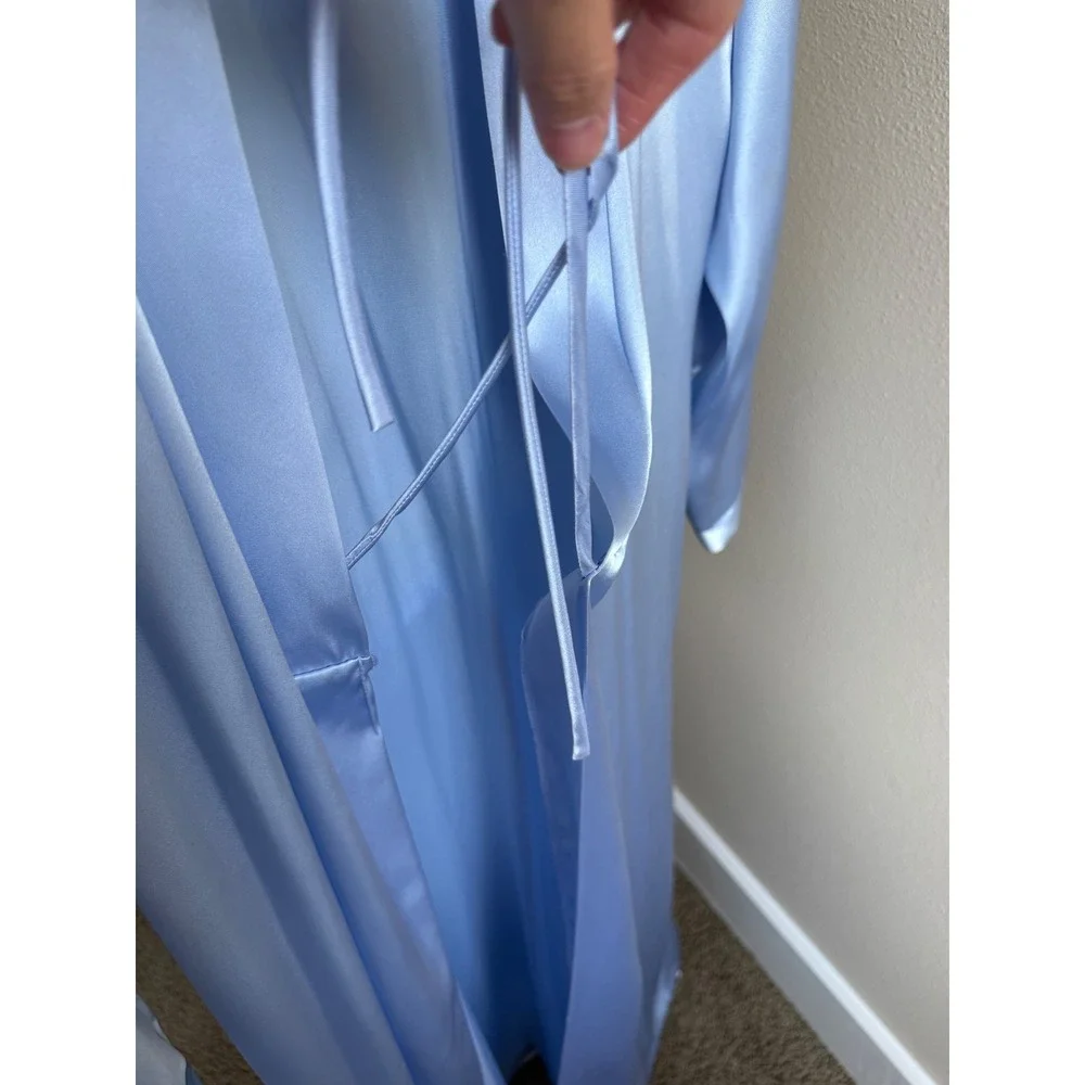 Jones New York Robe & Nightgown Blue Satin Long Maxi Size S